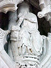 A statue in Ely Cathedral mutilated during the dissolution of the monasteries.