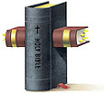 An illustration of a 'wired' Bible, from the Atlantic Monthly.