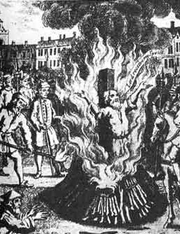 A man being burned at the stake