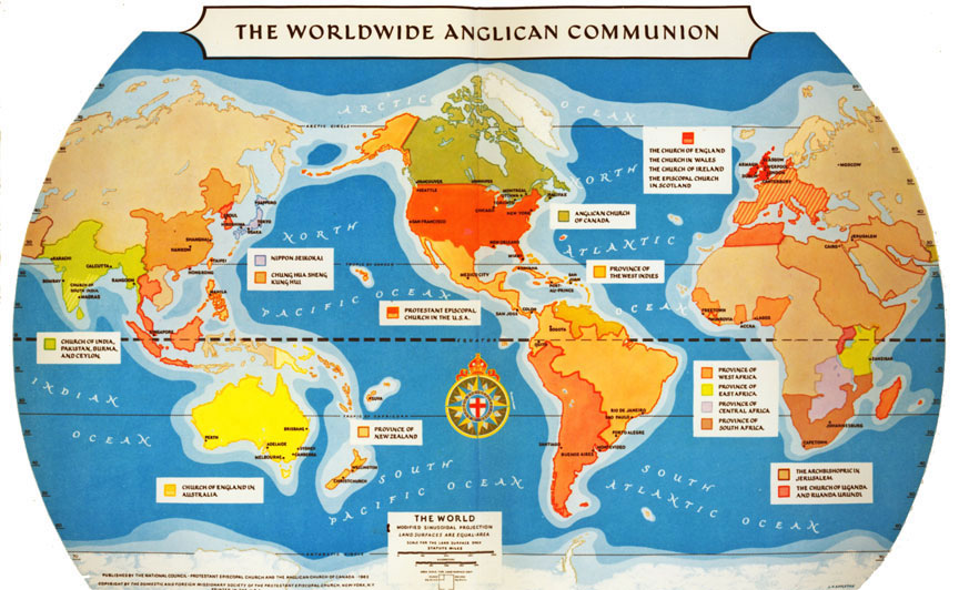 A map of the Anglican Communion in 1963
