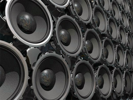 A wall of loudspeakers