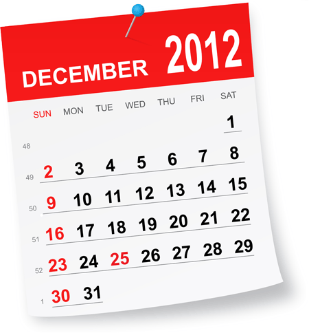 December 2012 calendar