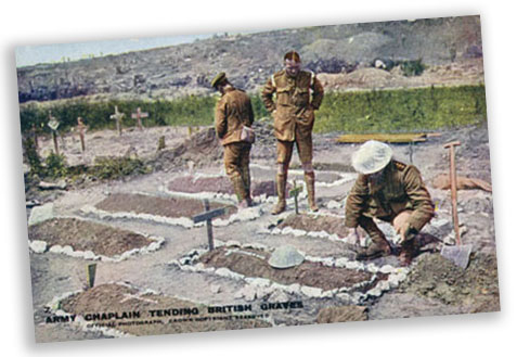 British Army chaplains tending British graves