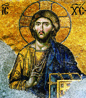 00058 christ pantocrator mosaic hagia sophia 656x800" by Byzantinischer Mosaizist des 12. Jahrhunderts - Unknown. Licensed under Public domain via Wikimedia Commons