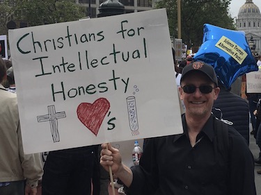 Protestor holding Christians for Intellectual Honesty (Earthboy17, via Imgur)