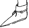 A drawing of a mediaeval shoe.